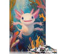 Puzzles 1000 Piece Smiling Axolotl Jigsaw Puzzles Paper Puzzles for Adults And Age 18 And Up Intellectual Game 38x26cm/1000pcs