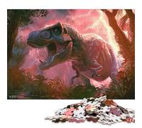 Puzzles 1000 Piece Tyrannosaurus Rex in Stormy Jungle Jigsaw Puzzles for Adults Wood Jigsaw Jigsaw Puzzles for Adults Birthday Present 1000pcs (75x50cm)