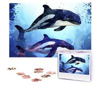 Puzzles 1000 Pieces (75 X 50 CM) Personalized Jigsaw Puzzles Orca Killer Whale Challenging Photo Puzzle with Storage Bag Picture Puzzle for Adults Family