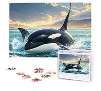 Puzzles 1000 Pieces (75 X 50 CM) Personalized Jigsaw Puzzles Orca Killer Whale Challenging Photo Puzzle with Storage Bag Picture Puzzle for Adults Family