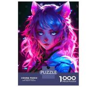 Puzzles 1000 Pièces Cat Girls Pink Neon Anime Puzzle Adulte, Jeu De Réflexion, Analyse Et Logique, Cadeaux De Noël Et D'anniversaire 52x38cm/1000pcs