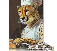 Puzzles 1000 Pieces Chef Leopard Jigsaw Puzzle Adults Puzzles Difficulty Puzzles Puzzle Education Games Toys Family Decoration 1000pcs (75x50cm)