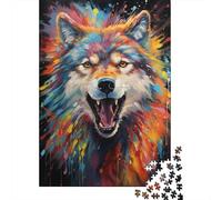 Puzzles 1000 Pieces Colorful Psychedelic Portrait of A Direwolf Jigsaw Puzzle Adults Jigsaw Difficulty Puzzles Educational Toy Games Family Decoration 1000pcs (75x50cm)