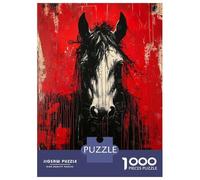 Puzzles 1000 Pièces Fierce Stallion Bold Expressionist Horse Portrait Puzzle Adulte, Jeu De Réflexion, Analyse Et Logique, Cadeaux De Noël Et D'anniversaire 38x26cm/1000pcs