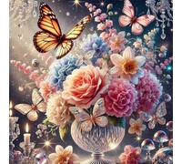 Puzzles 1000 Pieces for Adults,25.6x25.6 Inch Jigsaw puzzles for adults Challenging Educational Games Home Decoration Puzzle Theme:Beautiful Bouquet Butterfly