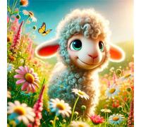 Puzzles 1000 Pieces for Adults,25.6x25.6 Inch Jigsaw puzzles for adults Challenging Educational Games Home Decoration Puzzle Theme:Wildflower Sheep