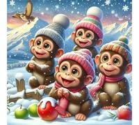 Puzzles 1000 Pieces for Adults,25.6x25.6 Inch Jigsaw puzzles for adults Challenging Educational Games Home Decoration Puzzle Theme:Winter Little Monkey