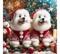 Puzzles 1000 Pieces for Adults,25.6x25.6 Inch Jigsaw puzzles for adults Challenging Educational Games Home Decoration Puzzle Theme:Christmas Pet Dogs