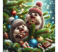 Puzzles 1000 Pieces for Adults,25.6x25.6 Inch Jigsaw puzzles for adults Challenging Educational Games Home Decoration Puzzle Theme:Christmas Chocolate Hedgehog