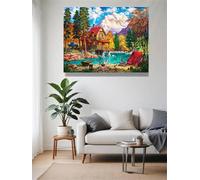 Puzzles 1000 Pieces for Adults,29.5x19.7 inch Jigsaw puzzles for adults Challenging Educational Games Home Decoration Puzzle Theme: Grove Cabin Picnic