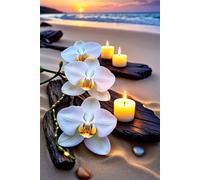 Puzzles 1000 Pieces for Adults,29.5x19.7 inch Jigsaw puzzles for adults Challenging Educational Games Home Decoration Puzzle Theme: Beach Orchid Candle