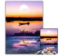 Puzzles 1000 Pieces for Adults Abstract Canoe Silhouette_162587b Wooden Puzzles Colorful Home Decor & Interactive Family Game, 1000 PCS