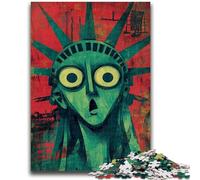 Puzzles 1000 Pieces for Adults Abstract Statue of Liberty Challenging To Complete But Fun And Humorous with Matching Poster And Trivia Sheet 50x75cm
