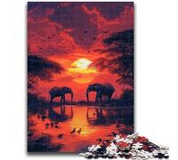 Puzzles 1000 Pieces for Adults African Elephants Teenager Jigsaw,Brain Intelligence Challenge Addictive Toys for Home Decoration (75x50cm)
