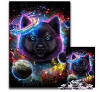 Puzzles 1000 Pieces for Adults Akita Dog in Space Galaxy Jigsaw Puzzles Perfect for Family Fun, Party Games, Birthday Party Favors 50x75CM/19.68x29.52inch