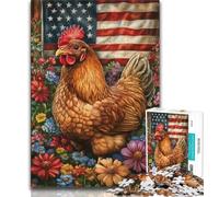 Puzzles 1000 Pieces for Adults American Flag Rooster,Help The Brain Exercise Addictive Toys to Cultivate Patience Artists Collection,Fine Art 38x26cm