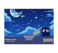 。 Puzzles 1000 Pieces for Adults And Kids,Train Starry Night ，A Stunning View of Dream Number 。 Puzzles, Unique Challenge Games (38x26cm/1000pcs)