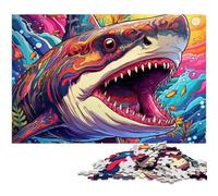 Puzzles 1000 Pieces for Adults Animal Art Shark Impossible Jigsaw Puzzles for Adults DIY Home Decor Gift, Brain Teaser Game 26X38CM/10.23x14.96inch