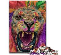 Puzzles 1000 Pieces for Adults Animal Lion Art Educational Family Game with Fully Interlocking Randomly Shaped Pieces 26x38cm