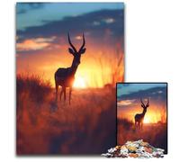 Puzzles 1000 Pieces for Adults Antelope Sunset Elegant Jigsaw Puzzles for Teenager & Families Perfect DIY Decor & BrainTeasing Challenge 1000 PCS(38x26cm)