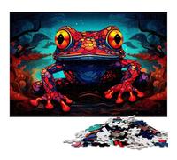 Puzzles 1000 Pieces for Adults Art Animal Frog Wooden Jigsaw Brain Teaser Game, Interactive Family Game, Suitable for Ages 14+ 50x75CM/19.68x29.52inch