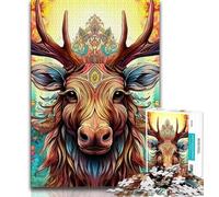 Puzzles 1000 Pieces for Adults Art Moose 1000 Pieces for Adults,Vibrant And Unique Design Relaxing & Challenging Puzzle Experience (size 75x50cm)