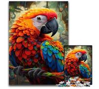 Puzzles 1000 Pieces for Adults Art Parrot Wooden Jigsaw Brain Teaser Game, Interactive Family Game, Suitable for Ages 14+ 50x75CM/19.68x29.52inch