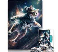 Puzzles 1000 Pieces for Adults Astronaut Cat in Space 1000 Pieces for Teenagers,is Ideal As Gifts for The Whole Family for Age 14 (size 38x26cm)