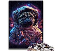 Puzzles 1000 Pieces for Adults Astronaut Pug Family Game Stress Reliever Difficult Challenge Suitable for Couples 50x75cm