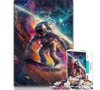 Puzzles 1000 Pieces for Adults Astronaut Space Surfing,Help The Brain Exercise Addictive Toys to Cultivate Patience Artists Collection,Fine Art 38x26cm