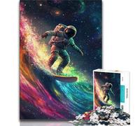 Puzzles 1000 Pieces for Adults Astronaut Space Surfing,Help The Brain Exercise Addictive Toys to Cultivate Patience Artists Collection,Fine Art (38x26cm)