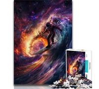Puzzles 1000 Pieces for Adults Astronaut Space Surfing,Help The Brain Exercise Addictive Toys to Cultivate Patience Artists Collection,Fine Art (75x50cm)
