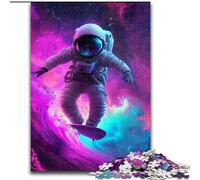 Puzzles 1000 Pieces for Adults Astronaut Surfing, Decompressing Intellectual Educational Toy Birthday Present, Gifts (Size 50x75cm)