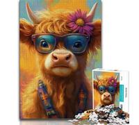 Puzzles 1000 Pieces for Adults Baby Yak Wearing Glasses Teenager Puzzles,Game Toys Every Piece Is Unique - Challenging Family Fun Game (size 38x26cm)