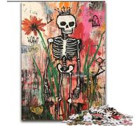 Puzzles 1000 Pieces for Adults Basquiat-style Flowers And Skulls, Elephant Toy Intellectual Game Birthday Present, Gifts, Wall Art for Ages 14+ (Size 50x75cm)