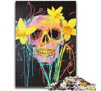 Puzzles 1000 Pieces for Adults Basquiat-style Flowers And Skulls Help The Brain Exercise Addictive Toys to Cultivate Patience Artists Collection, Fine Art 26x38cm