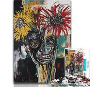 Puzzles 1000 Pieces for Adults Basquiat-style Flowers And Skulls,Help The Brain Exercise Addictive Toys to Cultivate Patience Artists Collection,Fine Art 38x26cm