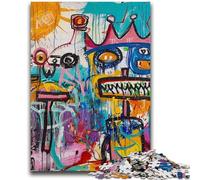 Puzzles 1000 Pieces for Adults Basquiat-style King Skull Brain Intelligence Challenge Addictive Toys Funny Gift for Ages 14+ 26x38cm
