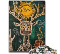 Puzzles 1000 Pieces for Adults Basquiat-style Skull Crown Puzzles for Teenagers,Stress Reliever Staycation Kill Time Enhance Love between Couples (75x50cm)