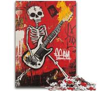 Puzzles 1000 Pieces for Adults Basquiat-style Skull Playing Guitar Educational Family Game Is Ideal As Gifts for The Whole Family for 14+ 50x75cm