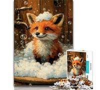 Puzzles 1000 Pieces for Adults Bathing Fox, Educational Stress Relief Toy,Every Piece Is Unique - Challenging Family Fun Game Suitable for And 14 38x26cm