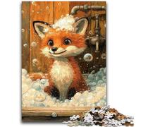 Puzzles 1000 Pieces for Adults Bathing Fox Teenager Puzzles,Fun Games Every Piece Is Unique - Challenging Family Fun Game (38x26cm)