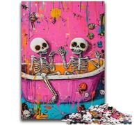 Puzzles 1000 Pieces for Adults Bathroom Skeleton Challenging To Complete But Fun And Humorous with Matching Poster And Trivia Sheet 26x38cm