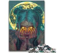Puzzles 1000 Pieces for Adults Beautiful Anime Girl with Moon Adult Puzzles,learning Educational for Is Ideal As A Gift for The Whole Family (26x38cm)
