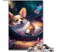 Puzzles 1000 Pieces for Adults Beautiful Corgi Made of Wood, with Family Interactive Game, for Ages 14+ 50x75cm An for Christmas Or Birthdays