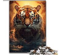 Puzzles 1000 Pieces for Adults Beautiful Tiger Painting Made of Wood, Making It A Great Gift for Family Fun 50x75cm for Home Decor, Brain Training