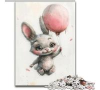 Puzzles 1000 Pieces for Adults Beautiful Watercolor Bunny Made of Wood, Interactive Family Game, Suitable for Ages 14+ 50x75cm An for Christmas Or Birthdays
