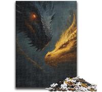 Puzzles 1000 Pieces for Adults Black Gold Flying Dragon Jigsaw,Challenging Game Toys Wall Decoration Unique Birthday And Xmas Gifts (26x38cm)