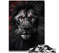 Puzzles 1000 Pieces for Adults Black Wild Angry Lion Suitable for Ages 14 And Up Intellectual Toy Game Educational Game for Birthday And Christmas 26x38cm
