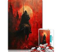 Puzzles 1000 Pieces for Adults Blood Red Knight,Help The Brain Exercise Addictive Toys to Cultivate Patience Artists Collection,Fine Art (38x26cm)